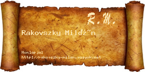 Rakovszky Milán névjegykártya